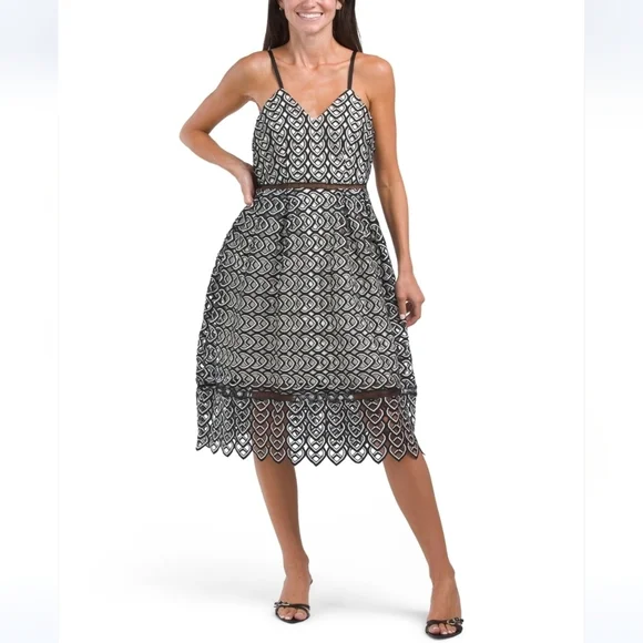 Solitaire Dresses | Solitaire Black White Sleeveless Lace Midi Dress | Color: Black/White | Size: M | Marijo210's Closet